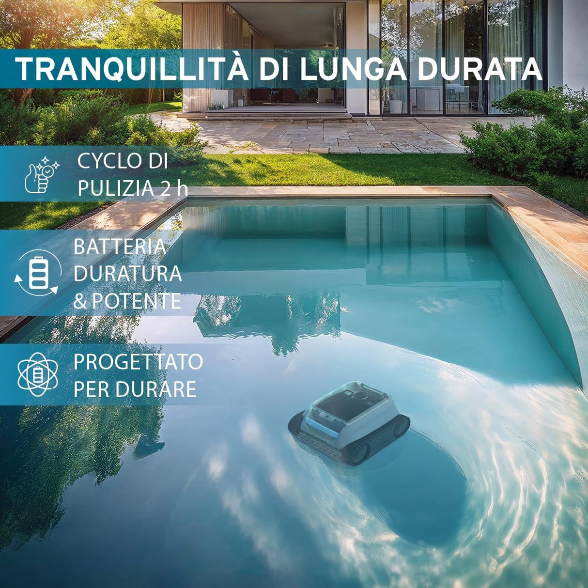 Zodiac Freedom OF 42 iQ Senza Fili Cordless - Robot Pulitore Piscina a Batteria fino a 10 Mt - FONDO + PARETI + LINEA - MY2025